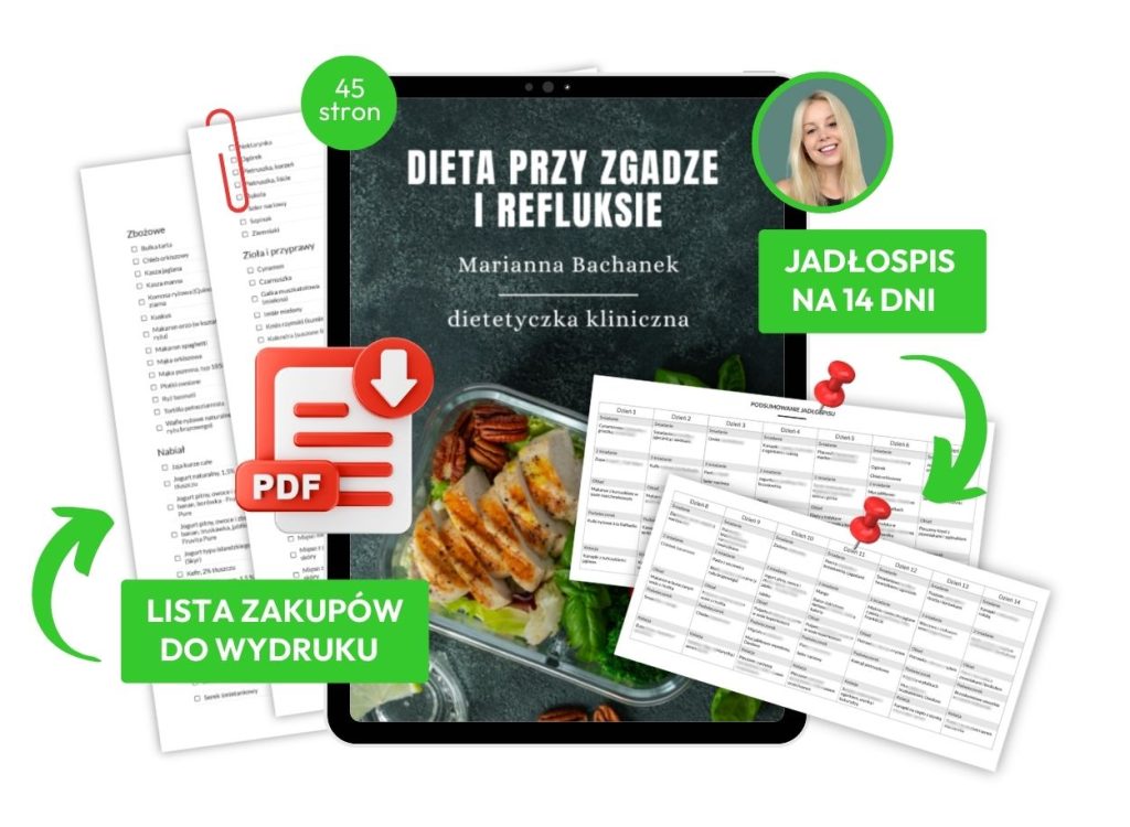 Ebook + jadłospis: Dieta przy zgadze i refluksie (45 stron)